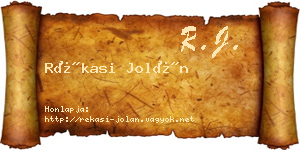 Rékasi Jolán névjegykártya
